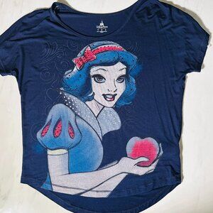 Disney Parks Women's Top Size M Snow White Rhinestones Bling Dark Blue